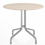 1 Inch Round Cafe Table - Hand Brushed Aluminum / Ash Plywood