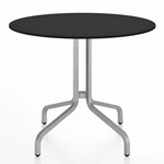 1 Inch Round Cafe Table - Hand Brushed Aluminum / Black HPL