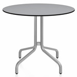 1 Inch Round Cafe Table - Hand Brushed Aluminum / Grey HPL