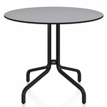 1 Inch Round Cafe Table - Black Powder Coated Aluminum / Grey HPL