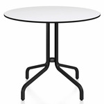 1 Inch Round Cafe Table - Black Powder Coated Aluminum / White HPL