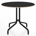 1 Inch Round Cafe Table - Black Powder Coated Aluminum / Black Laminate Plywood
