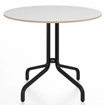 1 Inch Round Cafe Table - Black Powder Coated Aluminum / White Laminate Plywood