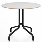 1 Inch Round Cafe Table - Black Powder Coated Aluminum / White Laminate Plywood