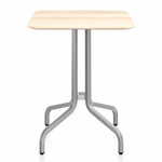 1 Inch Square Cafe Table - Hand Brushed Aluminum / Accoya Wood