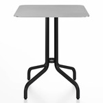 1 Inch Square Cafe Table - Black Powder Coated Aluminum / Hand Brushed Aluminum
