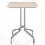 1 Inch Square Cafe Table - Hand Brushed Aluminum / Ash Plywood