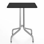 1 Inch Square Cafe Table - Hand Brushed Aluminum / Black HPL