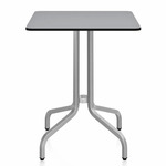 1 Inch Square Cafe Table - Hand Brushed Aluminum / Grey HPL