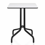 1 Inch Square Cafe Table - Black Powder Coated Aluminum / White HPL