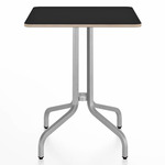 1 Inch Square Cafe Table - Hand Brushed Aluminum / Black Laminate Plywood