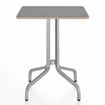 1 Inch Square Cafe Table - Hand Brushed Aluminum / Grey Laminate Plywood