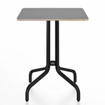 1 Inch Square Cafe Table - Black Powder Coated Aluminum / Grey Laminate Plywood