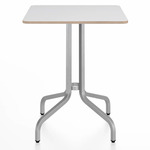 1 Inch Square Cafe Table - Hand Brushed Aluminum / White Laminate Plywood