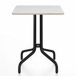 1 Inch Square Cafe Table - Black Powder Coated Aluminum / White Laminate Plywood