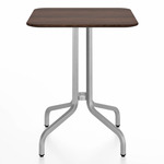1 Inch Square Cafe Table - Hand Brushed Aluminum / Walnut Plywood
