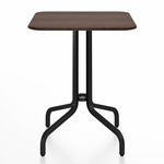 1 Inch Square Cafe Table - Black Powder Coated Aluminum / Walnut Plywood