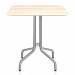 1 Inch Square Cafe Table - Hand Brushed Aluminum / Accoya Wood