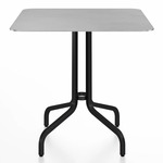 1 Inch Square Cafe Table - Black Powder Coated Aluminum / Hand Brushed Aluminum