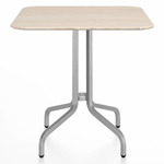 1 Inch Square Cafe Table - Hand Brushed Aluminum / Ash Plywood