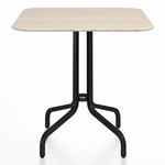 1 Inch Square Cafe Table - Black Powder Coated Aluminum / Ash Plywood