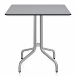 1 Inch Square Cafe Table - Hand Brushed Aluminum / Grey HPL
