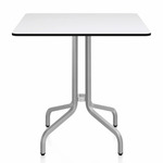 1 Inch Square Cafe Table - Hand Brushed Aluminum / White HPL