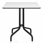 1 Inch Square Cafe Table - Black Powder Coated Aluminum / White HPL