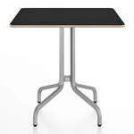 1 Inch Square Cafe Table - Hand Brushed Aluminum / Black Laminate Plywood
