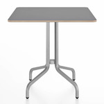 1 Inch Square Cafe Table - Hand Brushed Aluminum / Grey Laminate Plywood