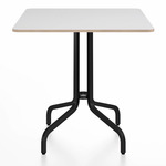 1 Inch Square Cafe Table - Black Powder Coated Aluminum / White Laminate Plywood