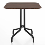 1 Inch Square Cafe Table - Black Powder Coated Aluminum / Walnut Plywood