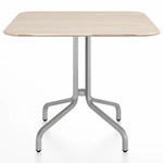 1 Inch Square Cafe Table - Hand Brushed Aluminum / Ash Plywood
