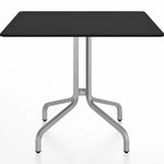1 Inch Square Cafe Table - Hand Brushed Aluminum / Black HPL