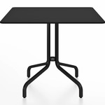 1 Inch Square Cafe Table - Black Powder Coated Aluminum / Black HPL