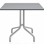 1 Inch Square Cafe Table - Hand Brushed Aluminum / Grey HPL