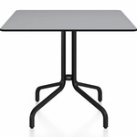 1 Inch Square Cafe Table - Black Powder Coated Aluminum / Grey HPL