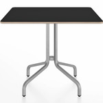 1 Inch Square Cafe Table - Hand Brushed Aluminum / Black Laminate Plywood