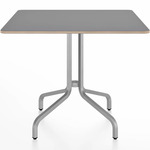 1 Inch Square Cafe Table - Hand Brushed Aluminum / Grey Laminate Plywood