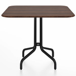 1 Inch Square Cafe Table - Black Powder Coated Aluminum / Walnut Plywood