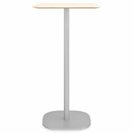 2 Inch Flat Base Bar/ Counter Table - Hand Brushed Aluminum / Accoya Wood