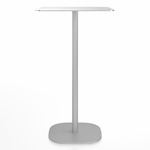 2 Inch Flat Base Bar/ Counter Table - Hand Brushed Aluminum / Hand Brushed Aluminum