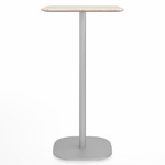 2 Inch Flat Base Bar/ Counter Table - Hand Brushed Aluminum / Ash Plywood