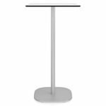2 Inch Flat Base Bar/ Counter Table - Hand Brushed Aluminum / White HPL
