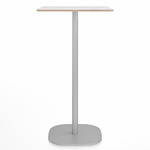 2 Inch Flat Base Bar/ Counter Table - Hand Brushed Aluminum / White Laminate Plywood