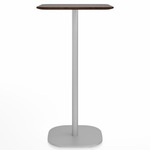 2 Inch Flat Base Bar/ Counter Table - Hand Brushed Aluminum / Walnut Plywood