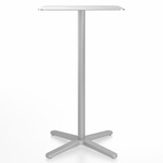 2 Inch X Base Bar/ Counter Table - Silver Powder Coated Aluminum / Hand Brushed Aluminum