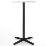 2 Inch X Base Bar/ Counter Table - Black Powder Coated Aluminum / Hand Brushed Aluminum