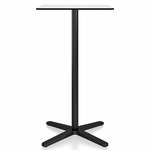 2 Inch X Base Bar/ Counter Table - Black Powder Coated Aluminum / White HPL
