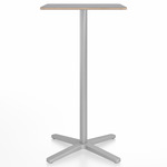 2 Inch X Base Bar/ Counter Table - Silver Powder Coated Aluminum / Grey Laminate Plywood
